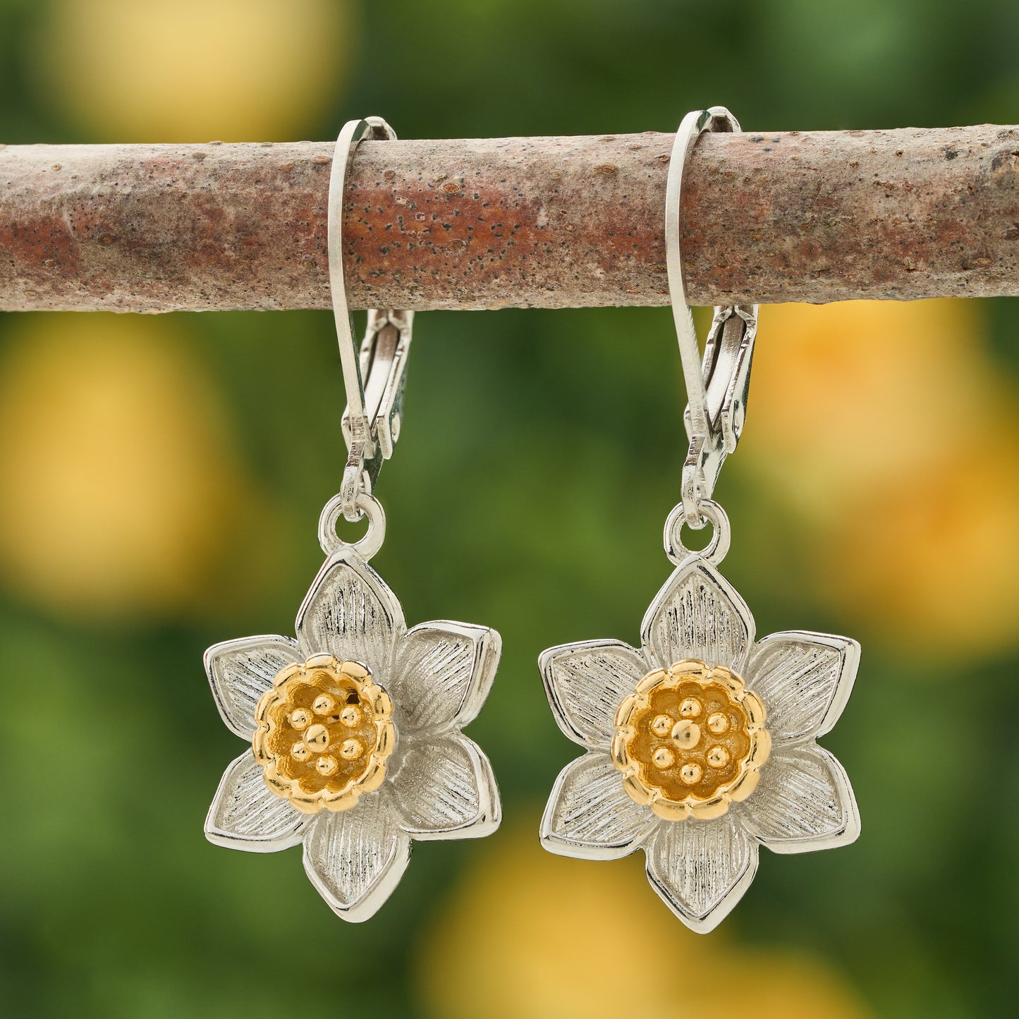 Leverback Daffodil Earrings