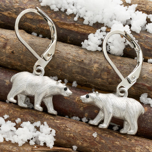 Leverback 3D Polar Bear Earrings