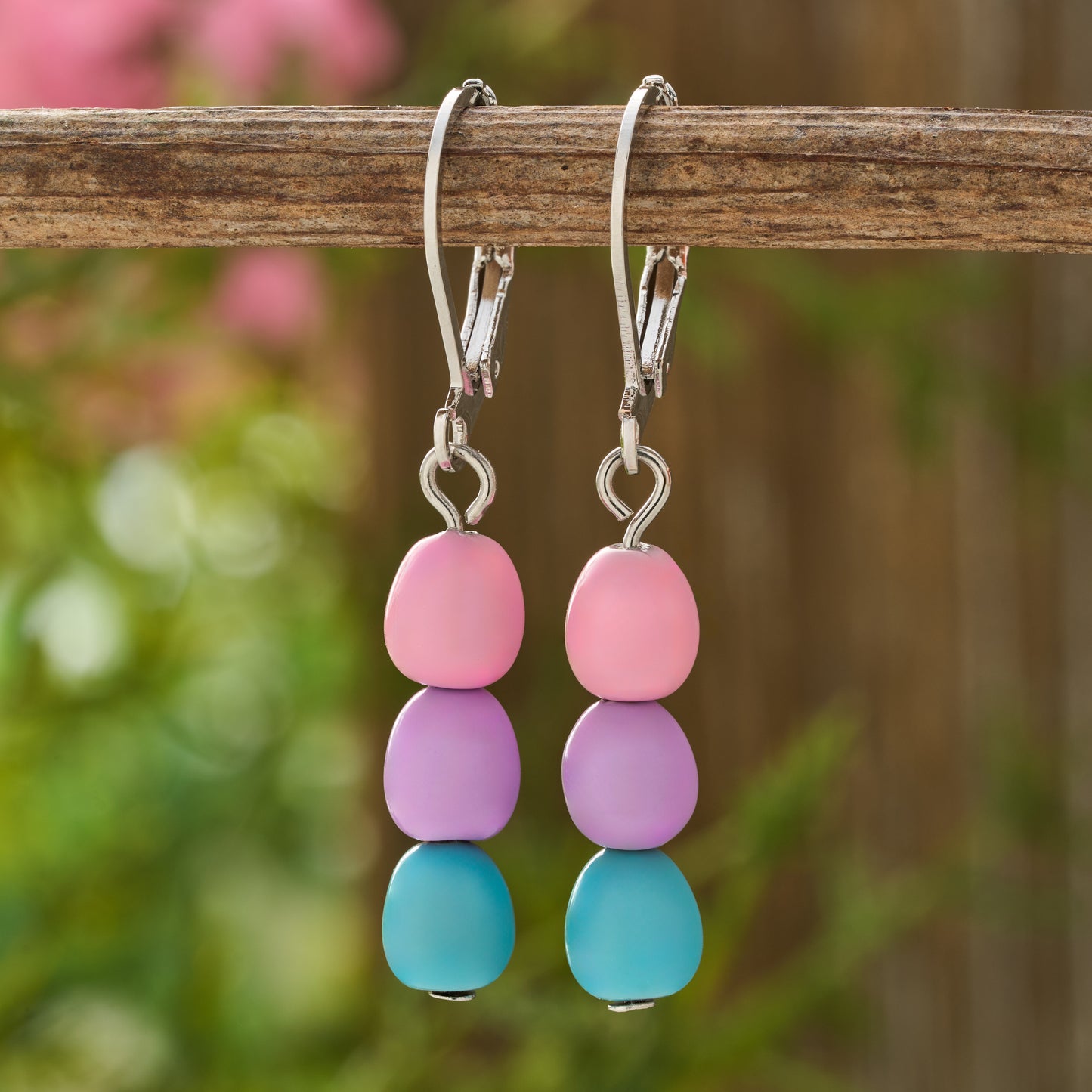 Triple Easter Egg Leverback Earrings