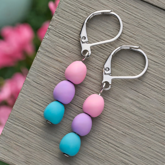 Triple Easter Egg Leverback Earrings