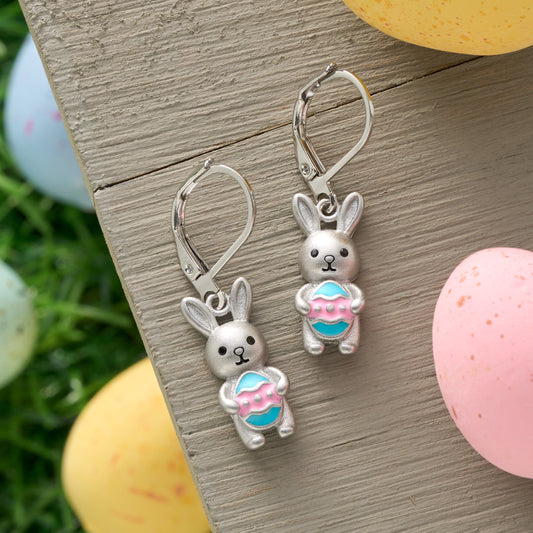 Easter Egg Bunny Leverback Earrings