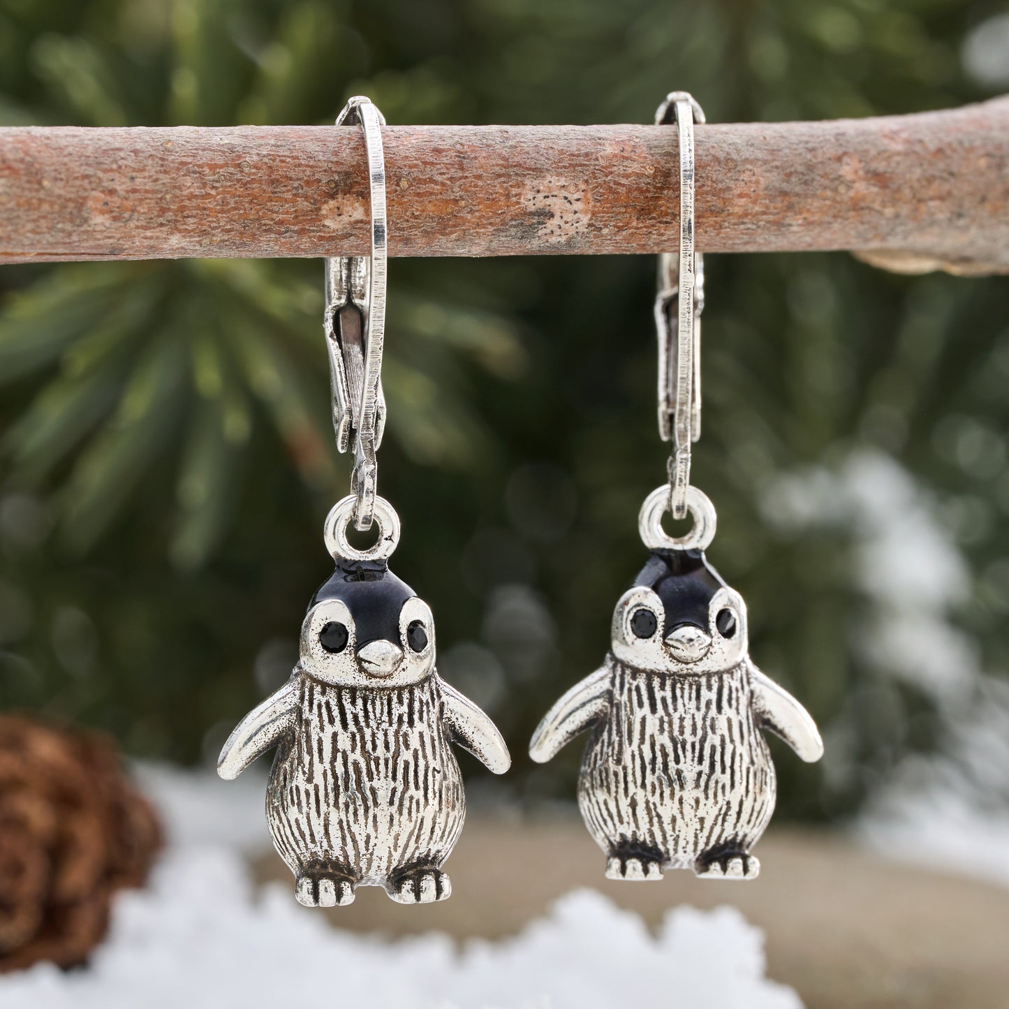 Leverback 3D Baby Penguin Earrings