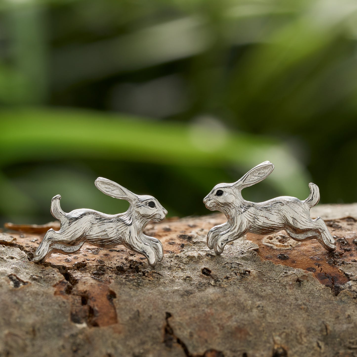 Sterling Silver Jumping Hare Studs