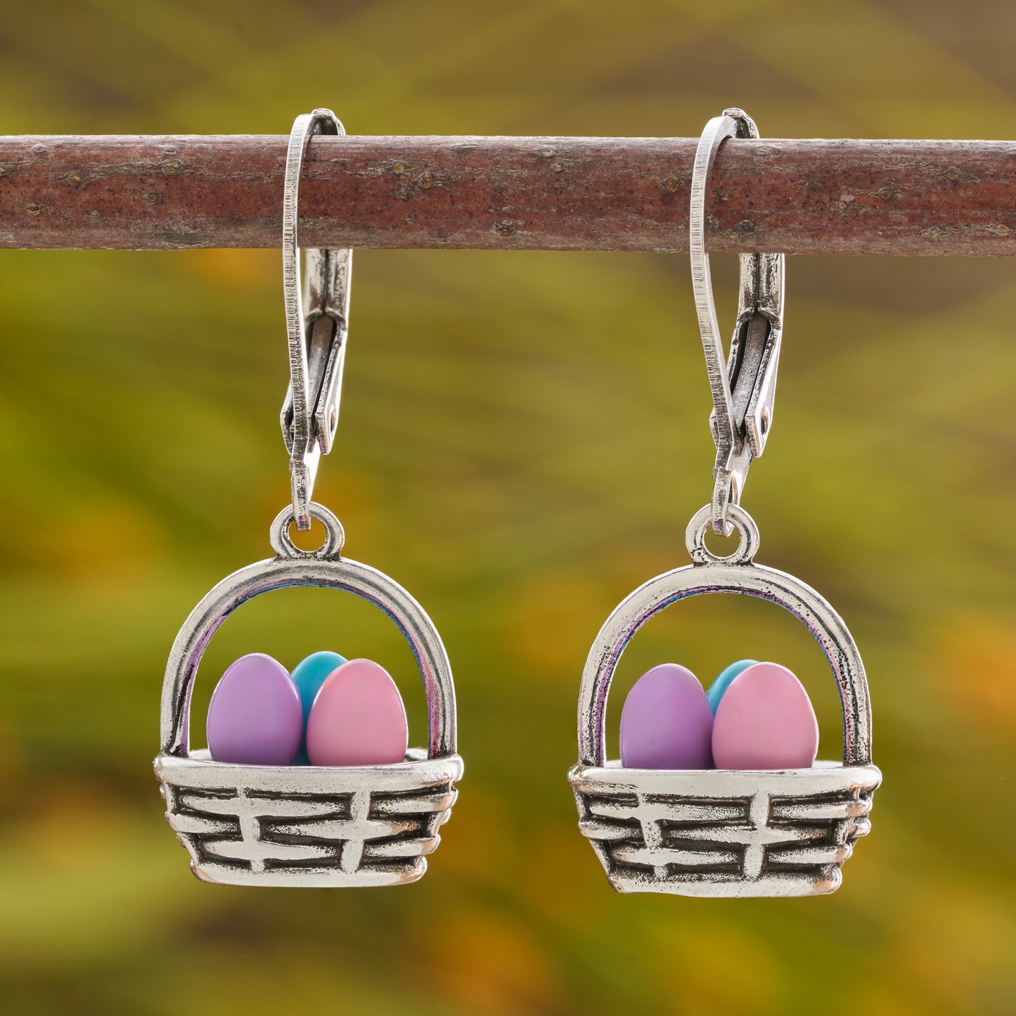 Leverback Easter Basket Earrings