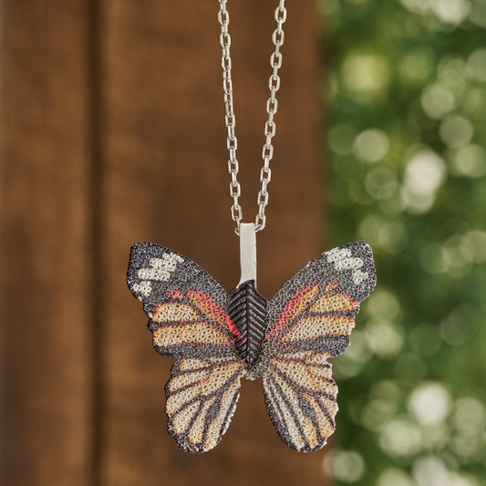 Leaf Vein Monarch Butterfly Necklace