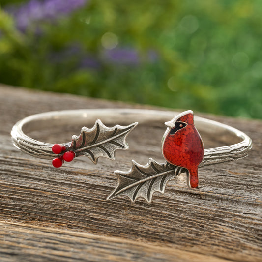 Holly Branch Cardinal Bracelet