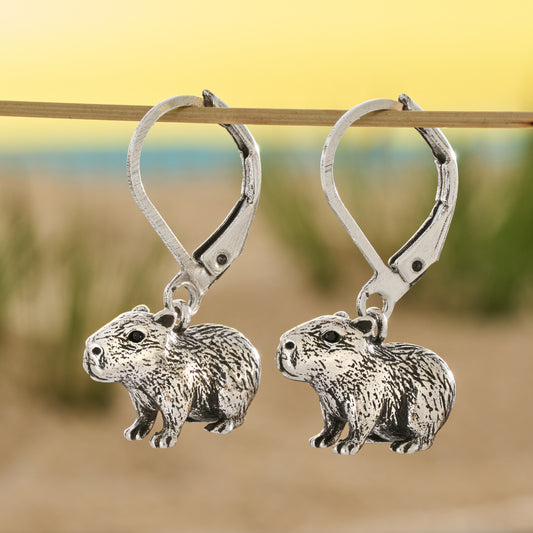 Vintage Capybara Leverback Earrings