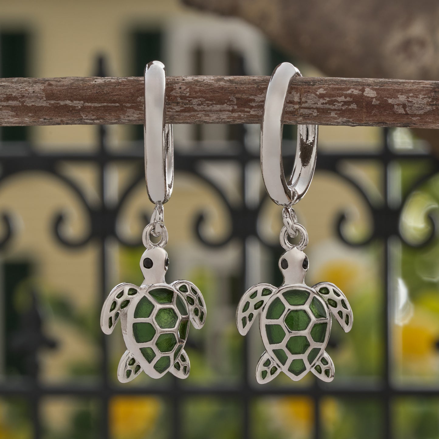 Olive Sea Turtle Hoop Earrings
