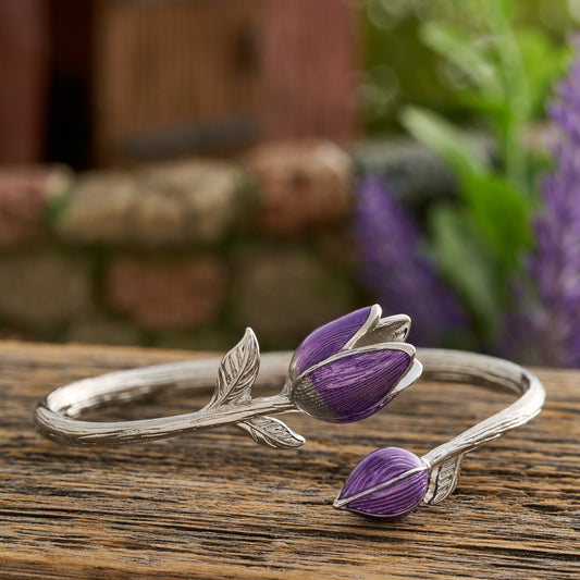 Hand-Painted Purple Tulip Bracelet