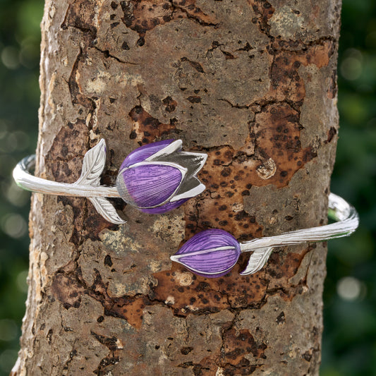 Hand-Painted Purple Tulip Bracelet