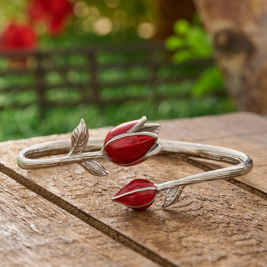 Hand-Painted Red Tulip Bracelet
