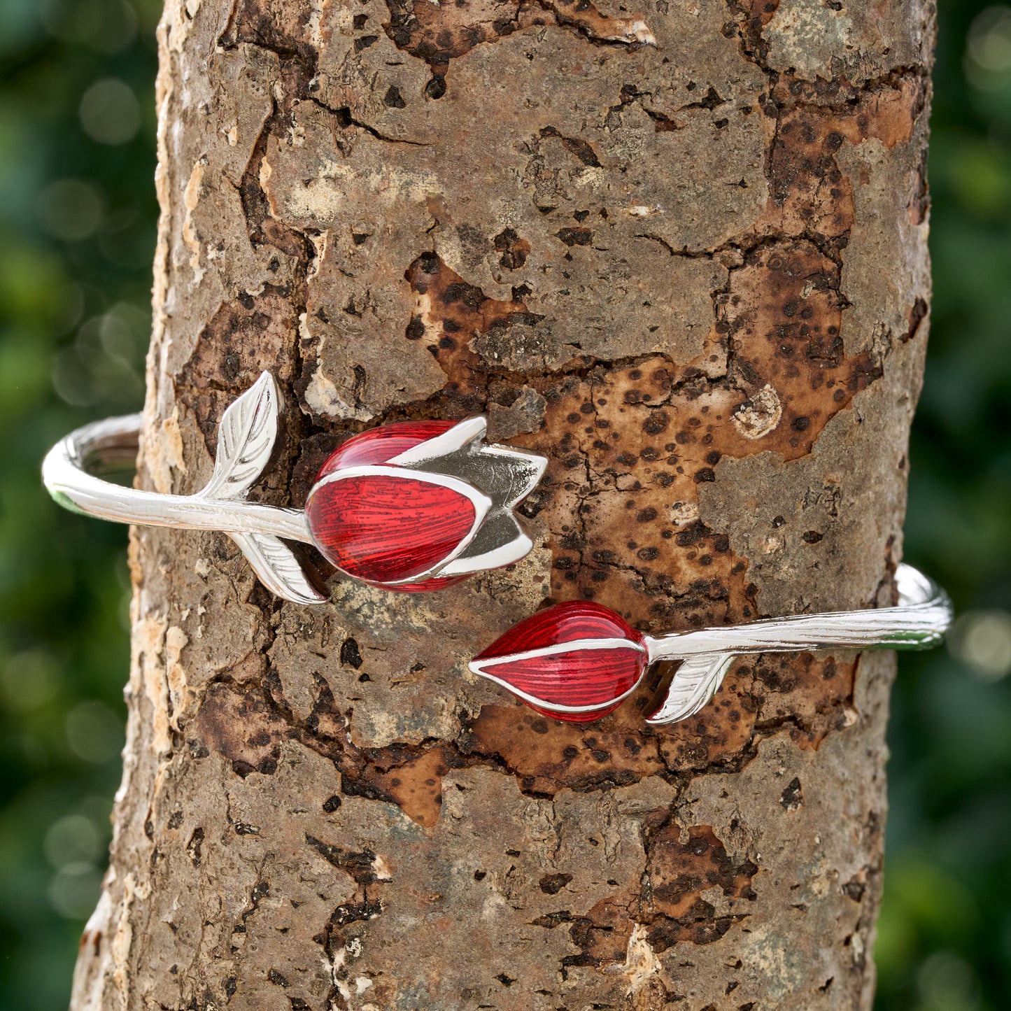 Hand-Painted Red Tulip Bracelet