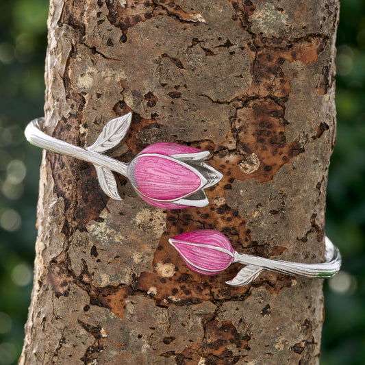 Hand-Painted Pink Tulip Bracelet