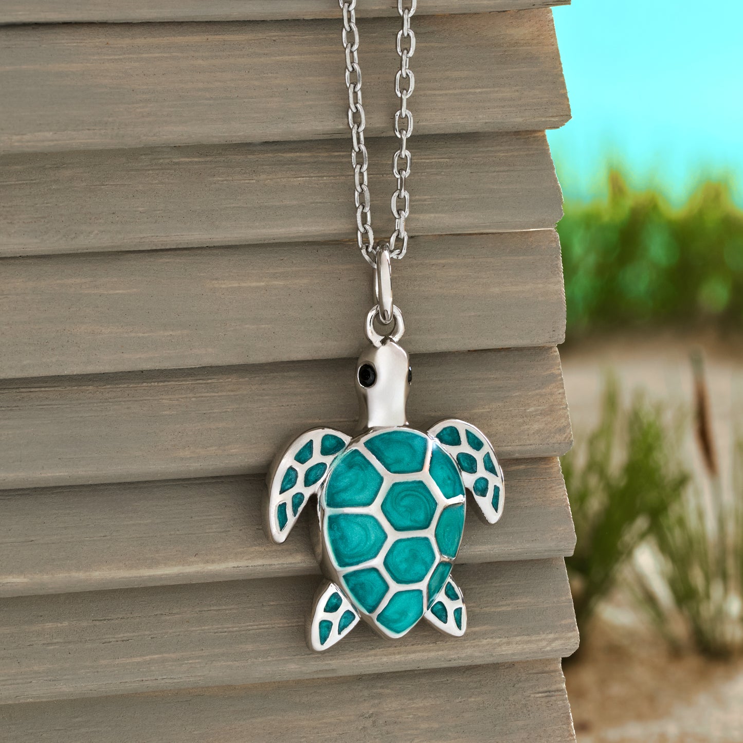 Teal Sea Turtle Necklace