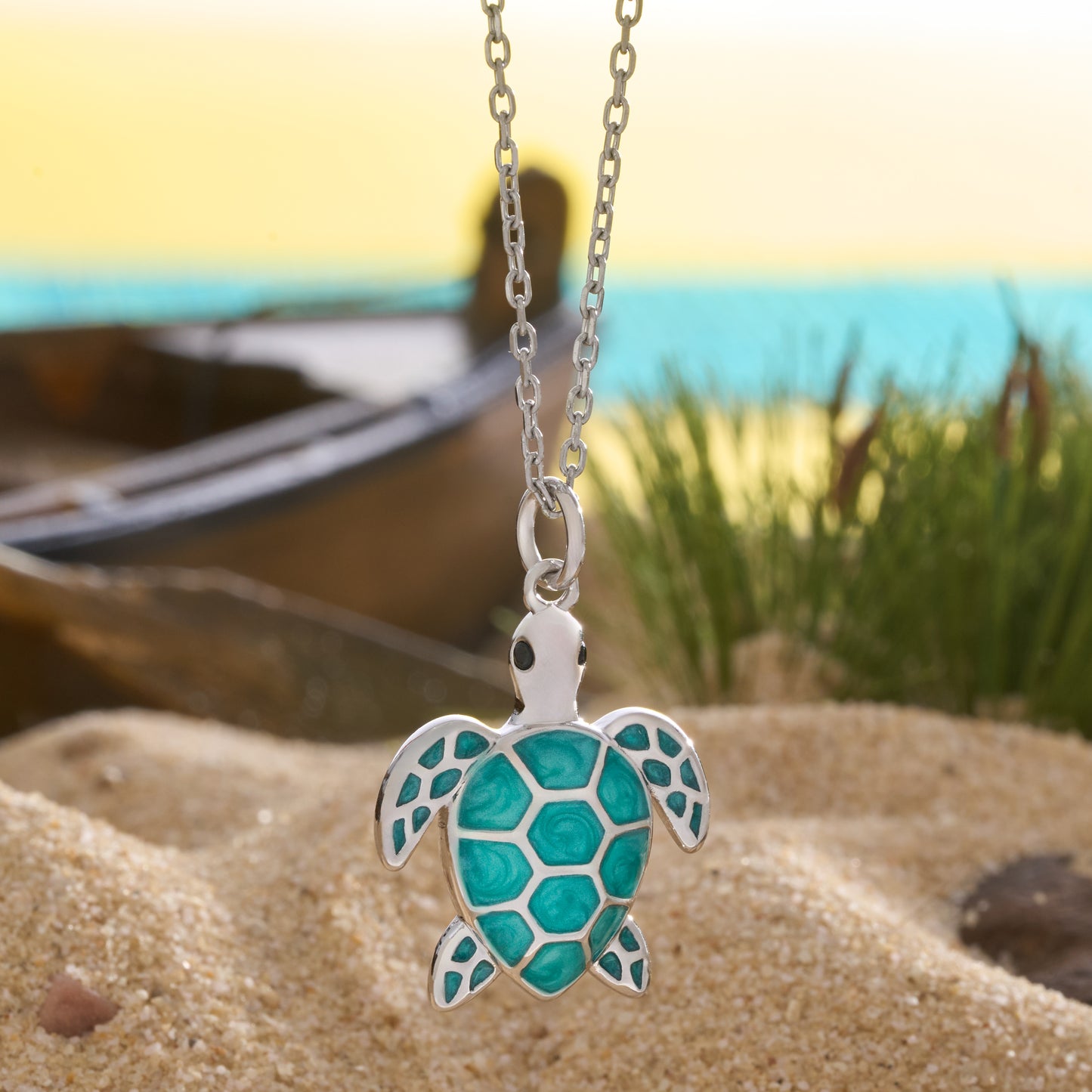 Teal Sea Turtle Necklace