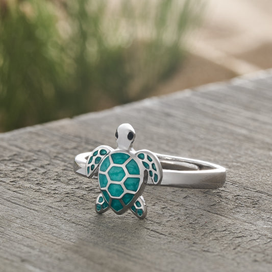 Teal Sea Turtle Ring