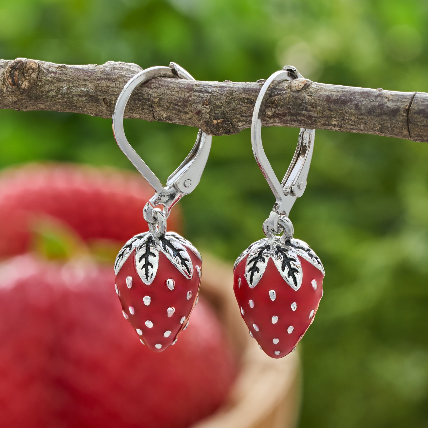 Hand-Painted Red Enamel Strawberry Gift Set