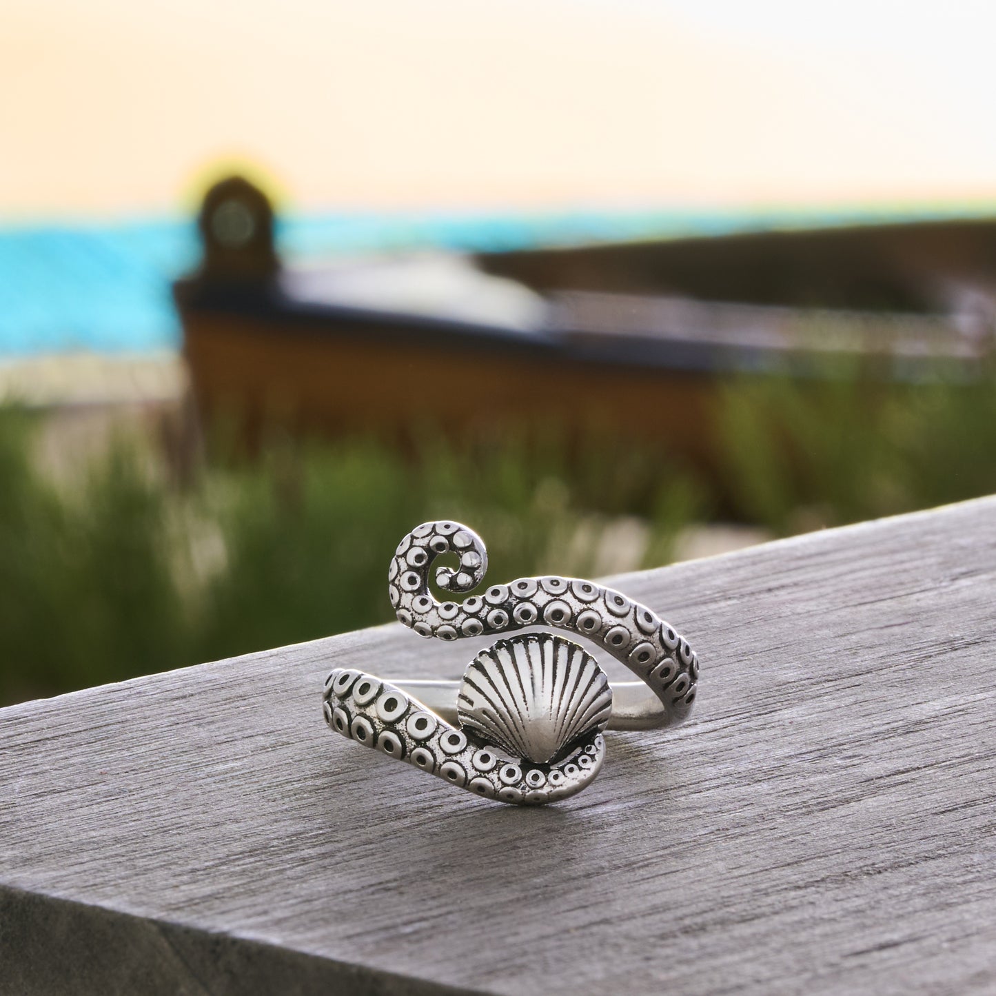Octopus Tentacle with Shell Wrap Ring