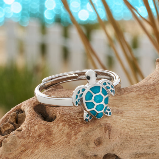 Ocean Blue Sea Turtle Ring