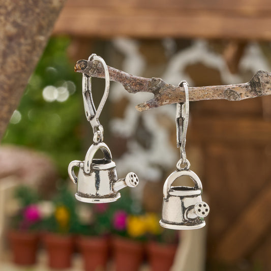 Vintage Watering Can Leverback Earrings