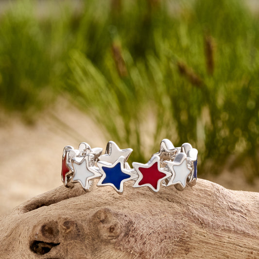 Red White Blue Enamel Star Ring