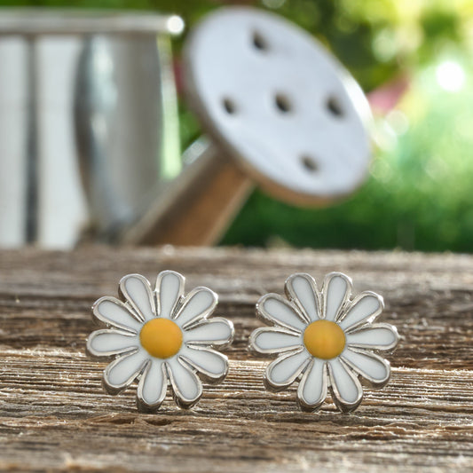 White Daisy Studs
