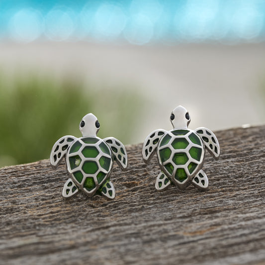 Olive Sea Turtle Studs