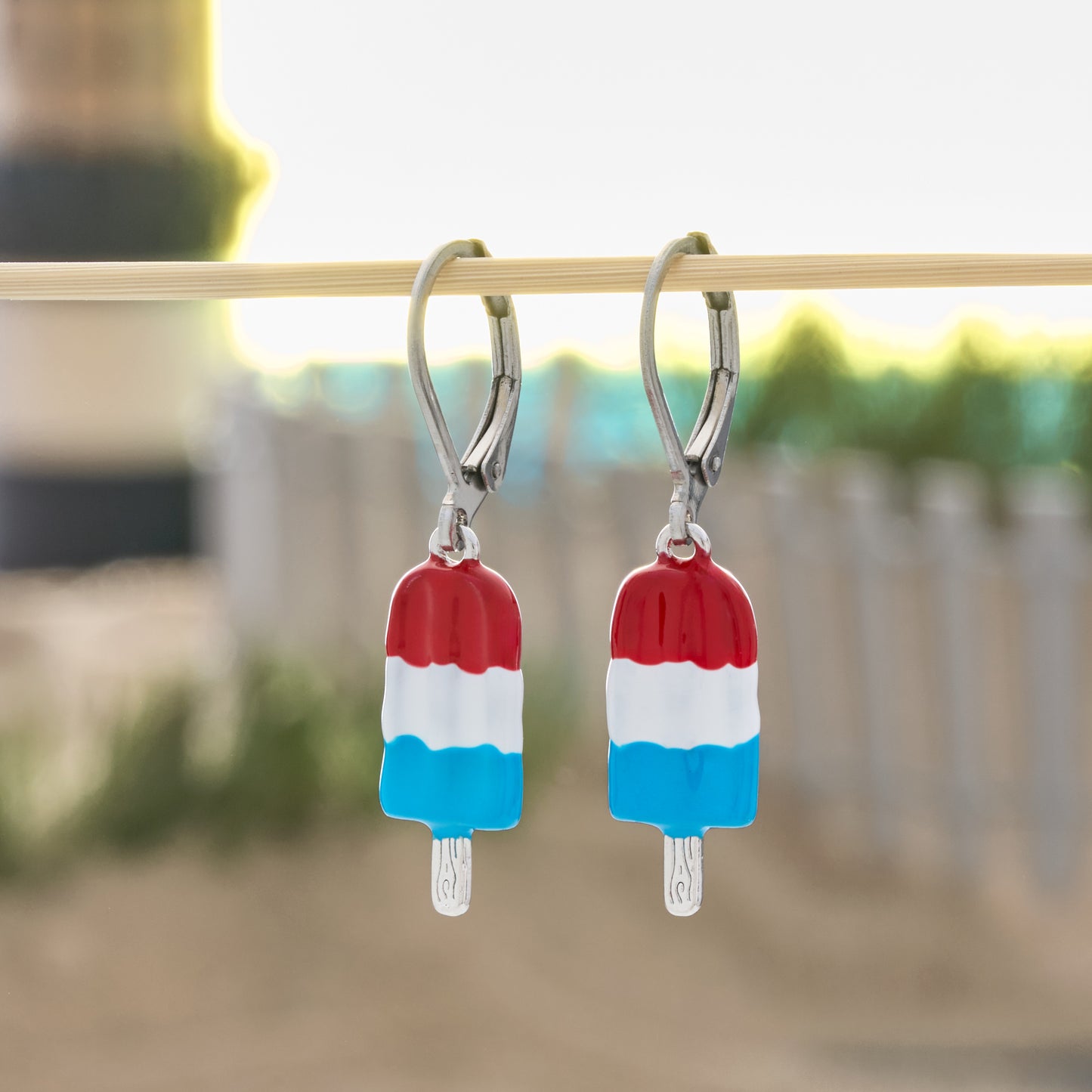 Red White Blue Ice Pop Leverback Earrings