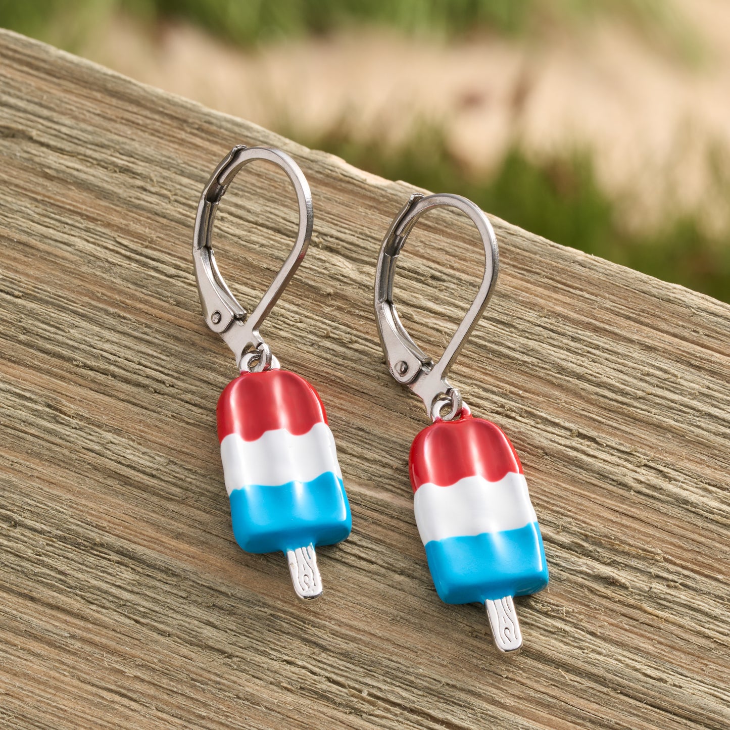 Red White Blue Ice Pop Leverback Earrings