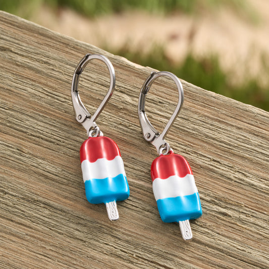 Red White Blue Ice Pop Leverback Earrings