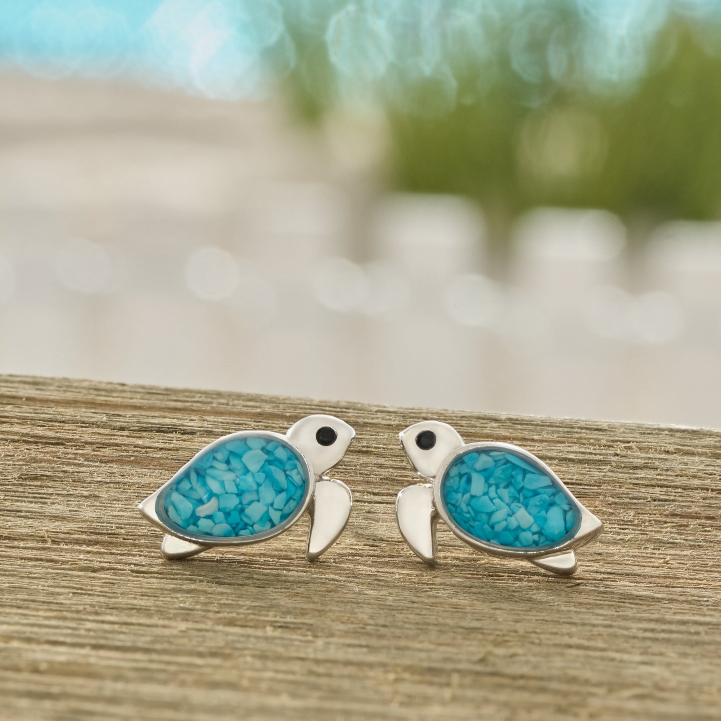 Turquoise Sea Turtle Studs