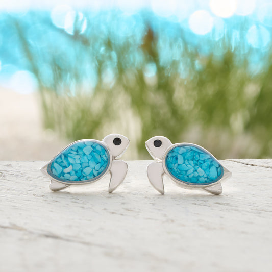 Turquoise Sea Turtle Studs