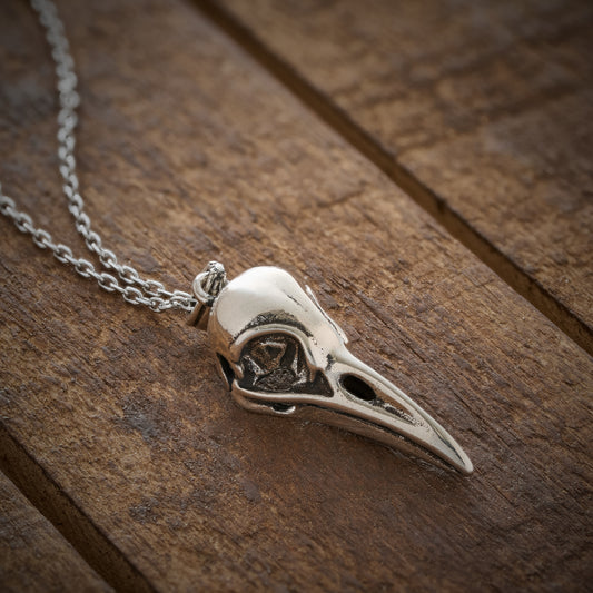 Vintage Raven Skull Necklace
