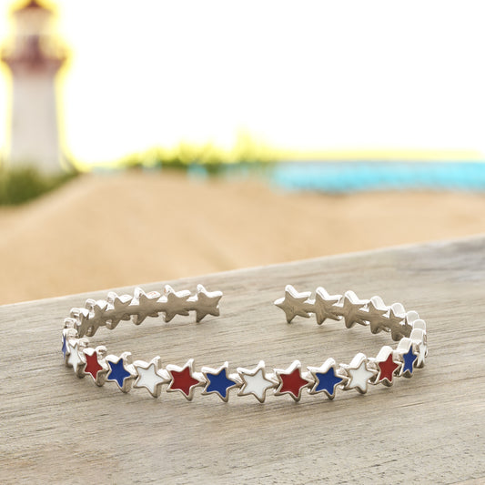 Red White Blue Star Cuff Bracelet