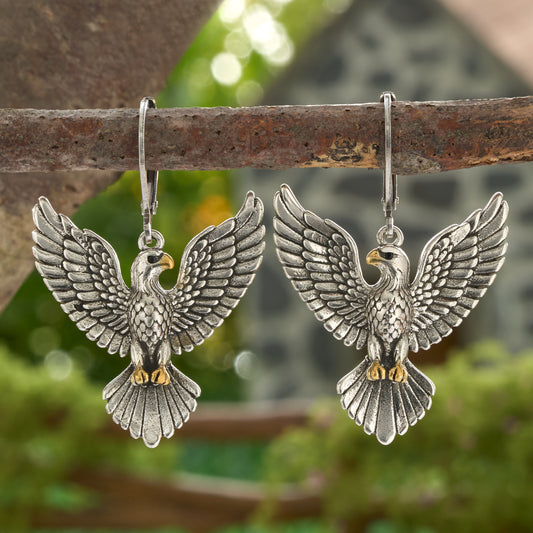 Soaring Bald Eagle Leverback Earrings
