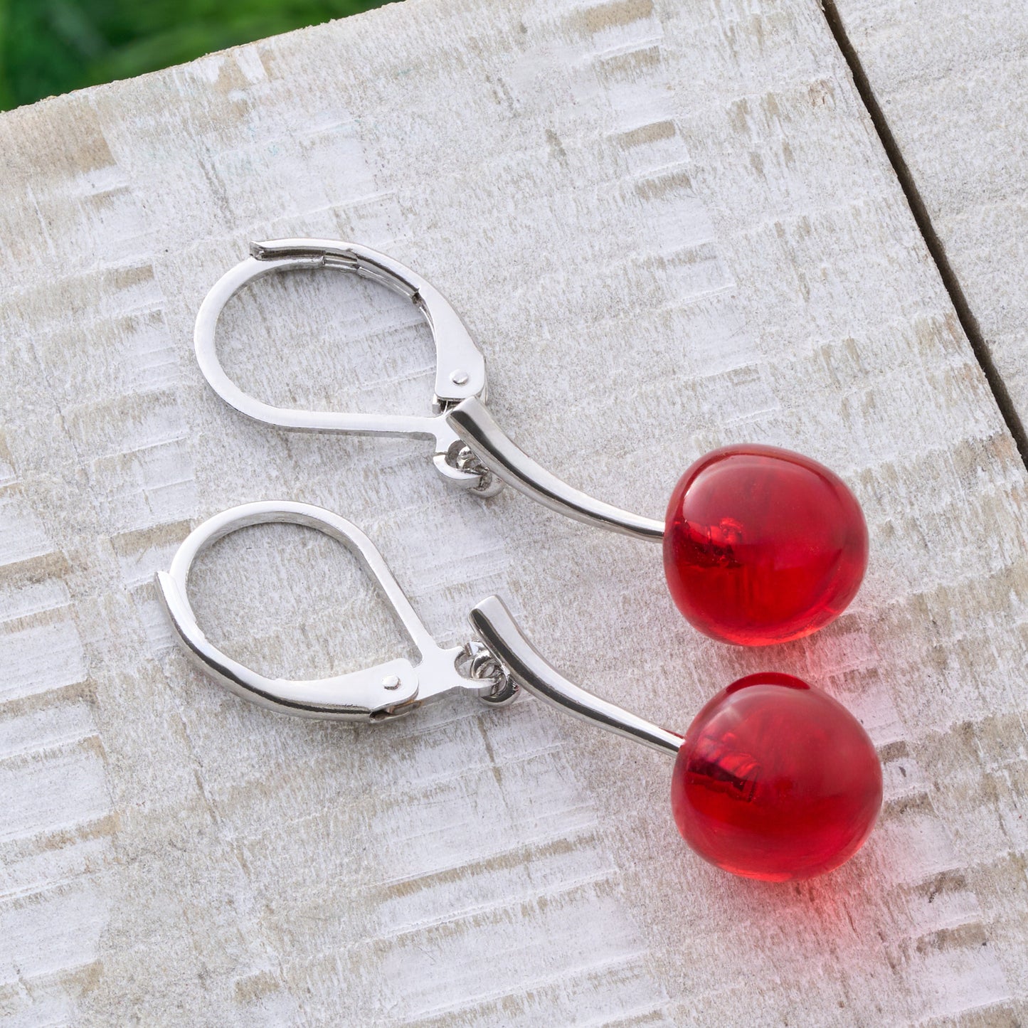 Red Cherry Leverback Earrings