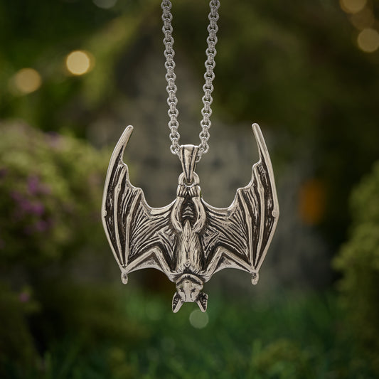 Vintage Open Wing Bat Necklace