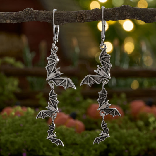 Vintage Cascading Bat Leverback Earrings