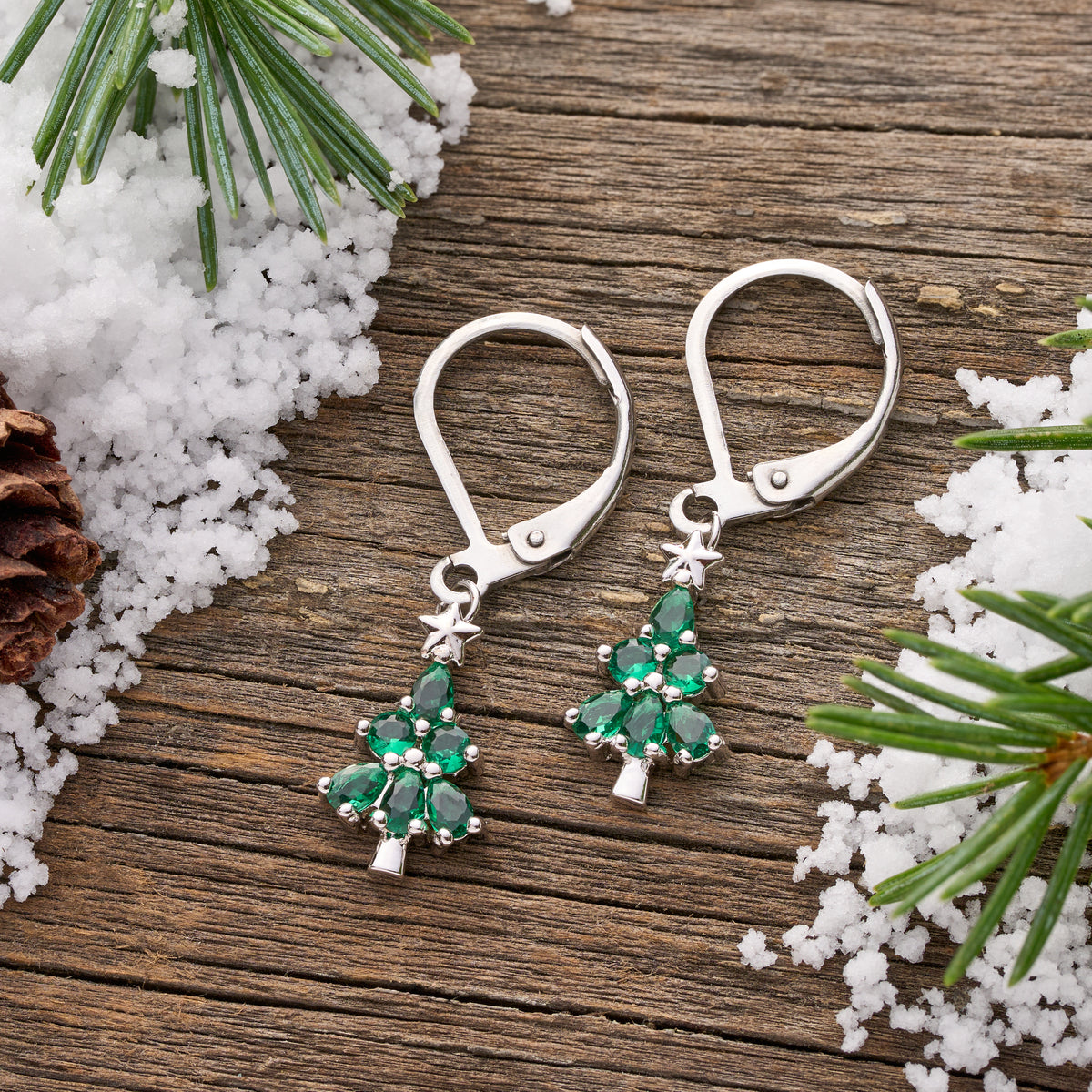 Dainty CZ Christmas Tree Gift Set (Leverbacks)