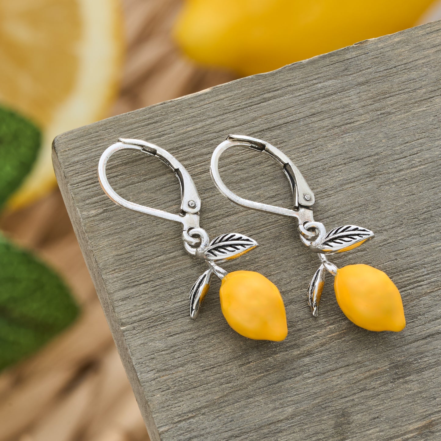 Lemon Leverback Earrings