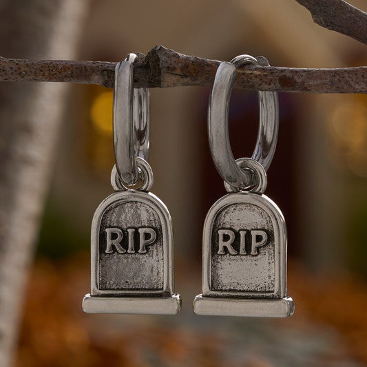 Halloween Tombstone Hoop Earrings