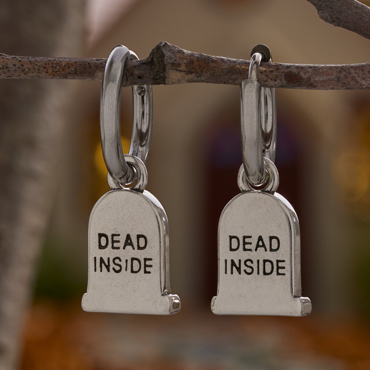 Halloween Tombstone Hoop Earrings