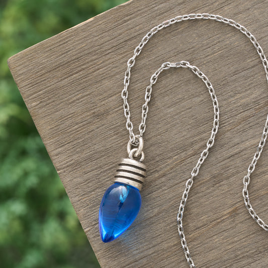 Blue Christmas Light Necklace