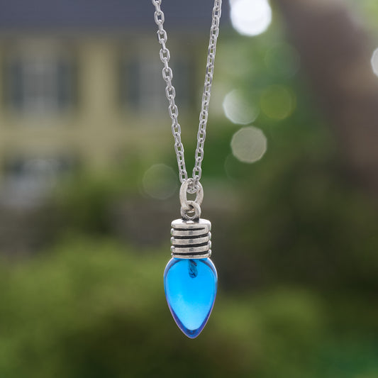 Blue Christmas Light Necklace
