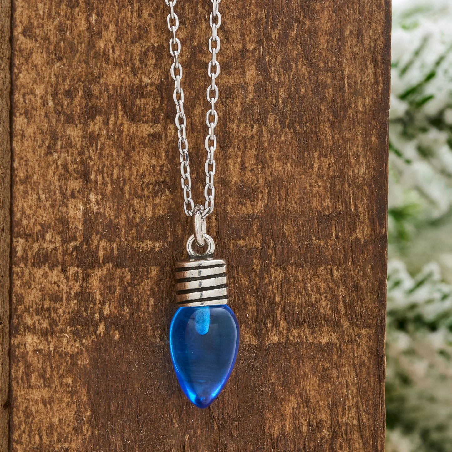 Blue Christmas Light Necklace