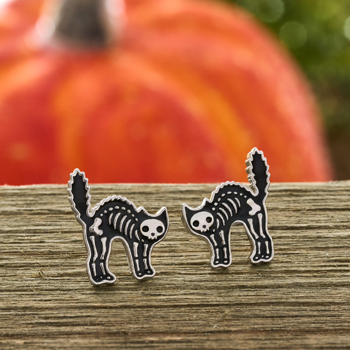 Skeleton Cat Studs