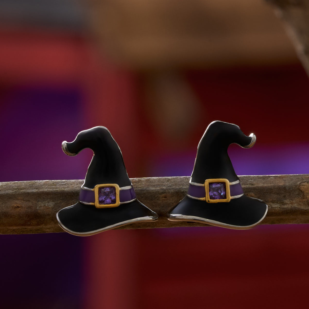 Enamel Witch Hat Studs