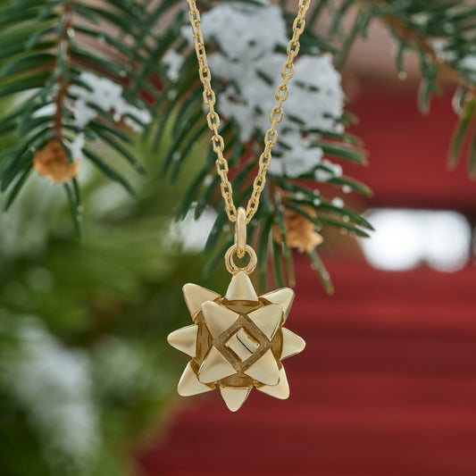 Gold Gift Bow Necklace