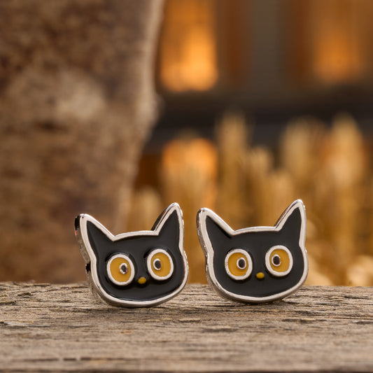 Black Cat Stud Earrings
