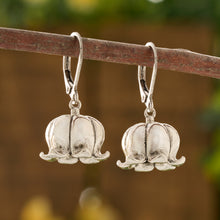 Load image into Gallery viewer, Vintage Lily of the Valley Leverback Earrings - Bright Silver